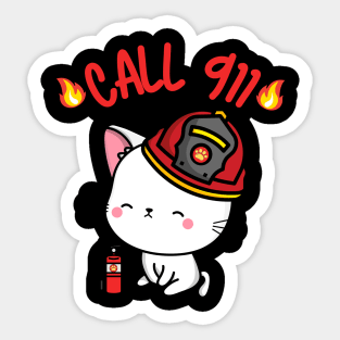 Firefighter Angora cat Sticker